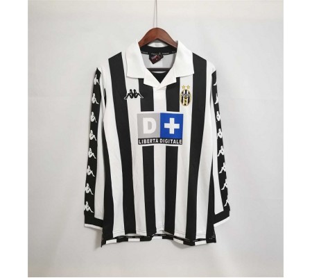 Juventus 99/00 Home Black&White Long Sleeve Soccer Jersey